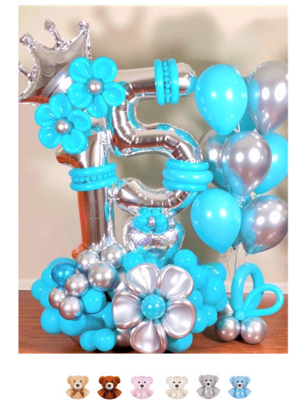 Blue Balloon Bouquet with Crown