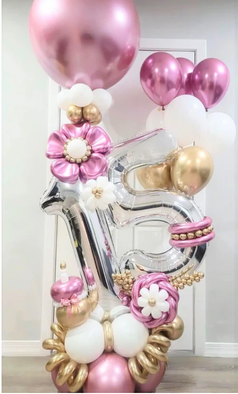 15 Balloon Bouquet (Pink) - Add Medium Ferrero Chocolate Box+$25.00