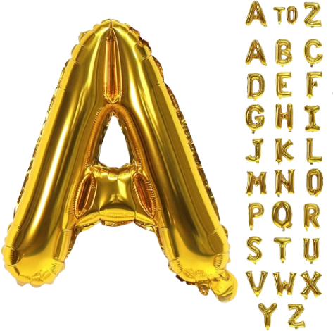 Gold Letter Shape Mylar Balloon with balloon weight