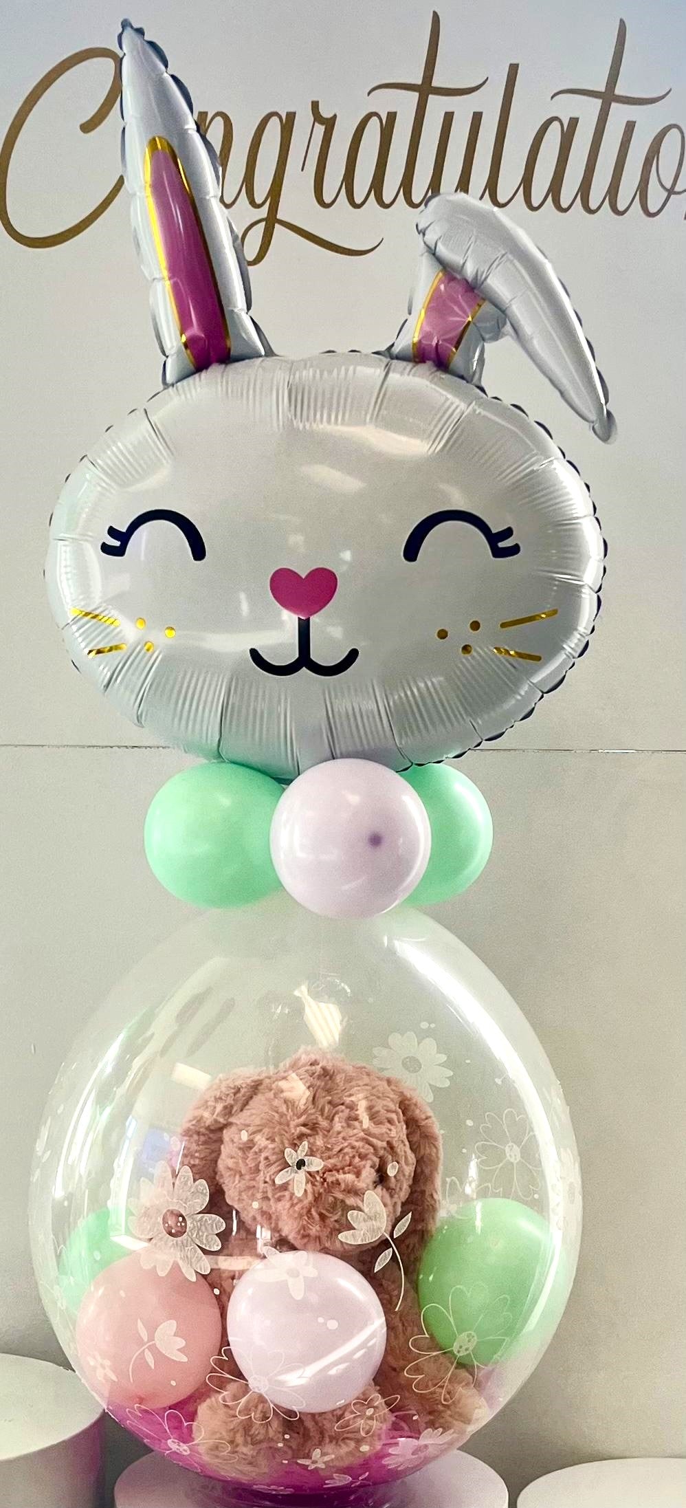 Easter Bunny Stuffed Bubble Balloon (White)