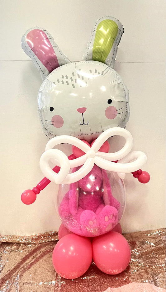Easter Bunny Stuffed Bubble Balloon  Pink