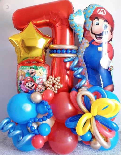 Super Mario Birthday Bouquet - Add Teddy Bear (14") +$15.00