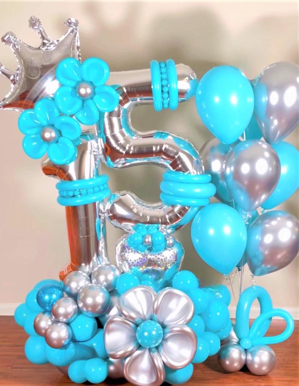 Blue Balloon Bouquet  with Crown