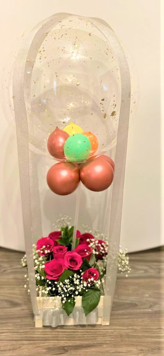 Personalize balloon-flower arrangement