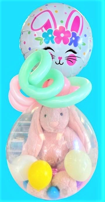 Easter Bunny Stuffed Bubble Balloon (Light Pink)
