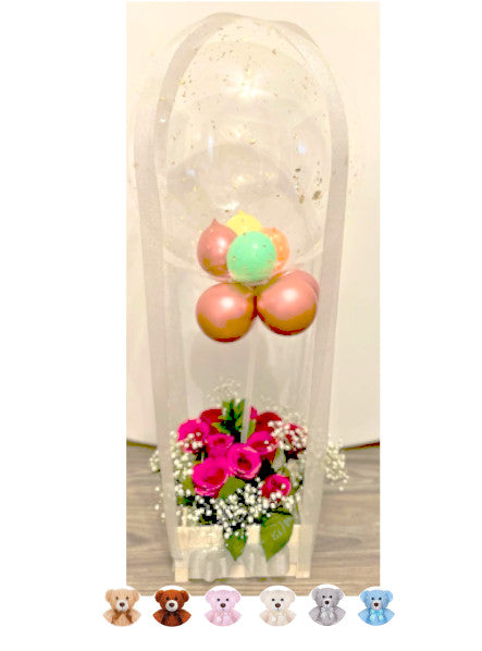Personalize balloon-flower arrangement